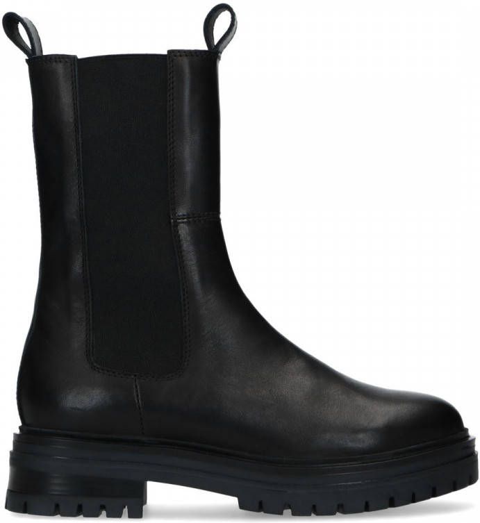 Manfield Zwarte leren chelsea boots