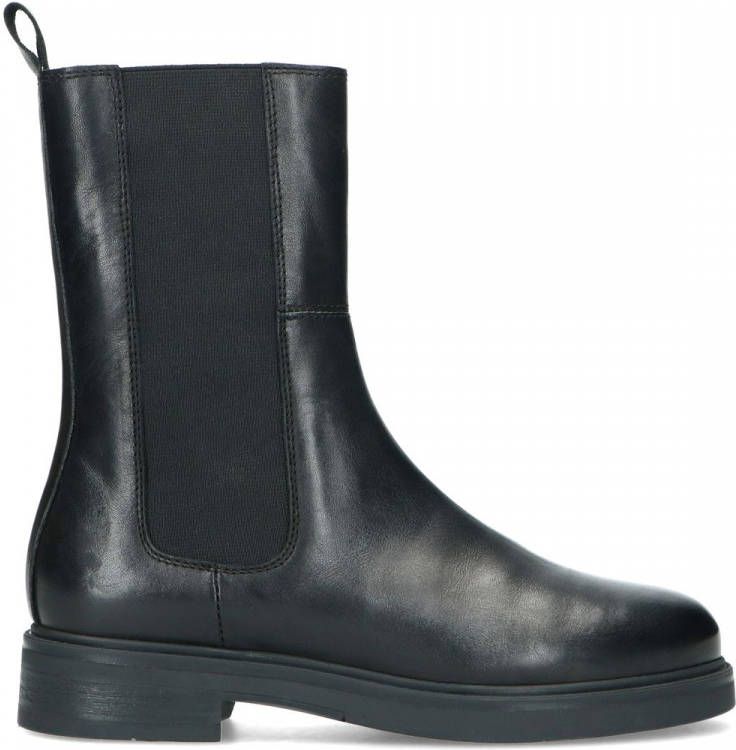 Manfield Zwarte leren chelsea boots