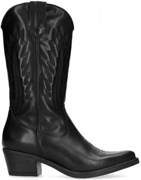 Manfield Zwarte leren cowboylaarzen