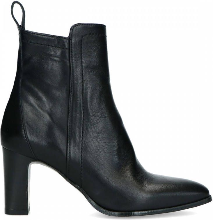 Manfield Zwarte leren enkellaarsjes met hak