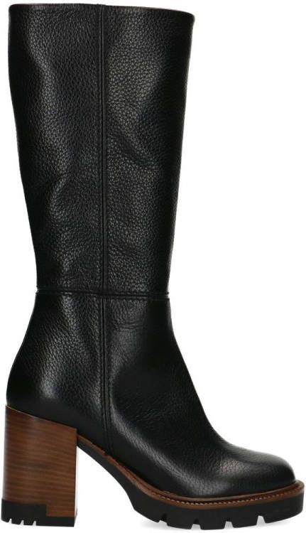 Manfield Zwarte leren laarzen