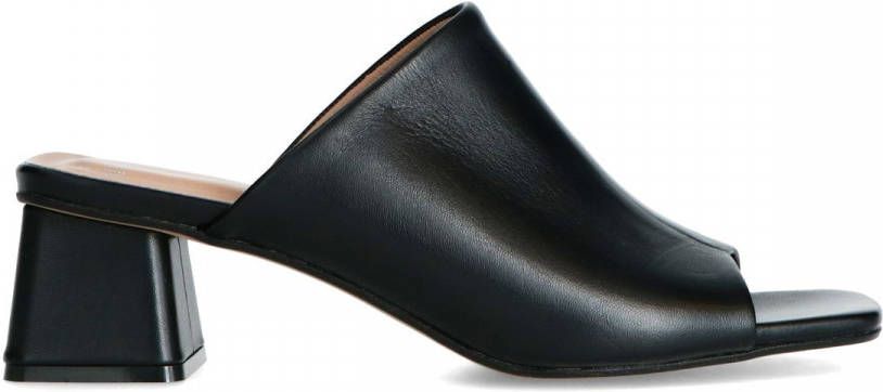 Manfield Zwarte leren muiltjes