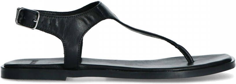 Manfield Zwarte leren sandalen