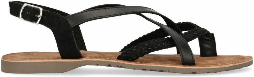 Manfield Zwarte leren sandalen