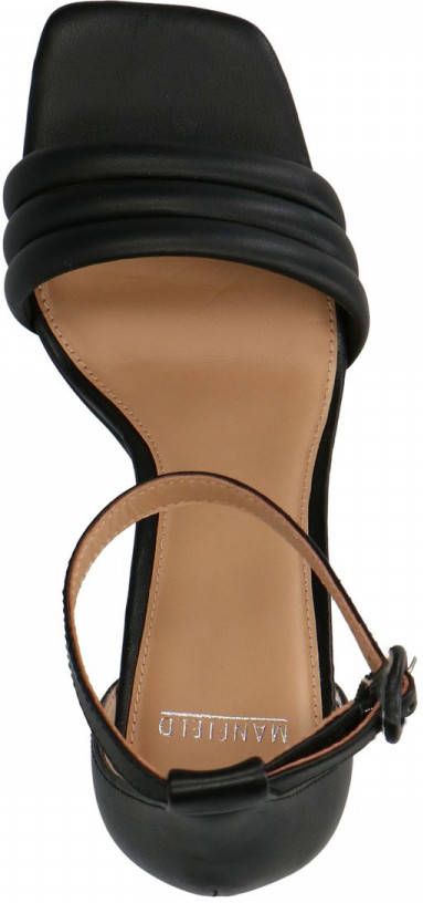 Manfield Zwarte leren sandalen met hak