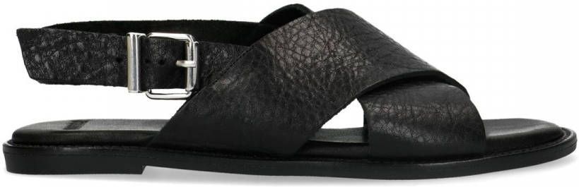 Manfield Zwarte sandalen met gekruiste banden