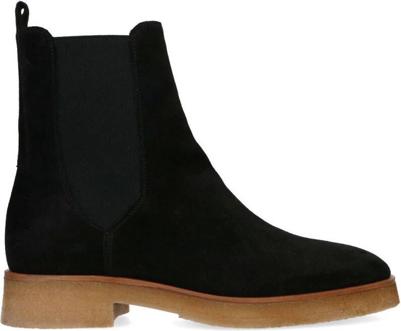 Manfield Zwarte suède chelsea boots