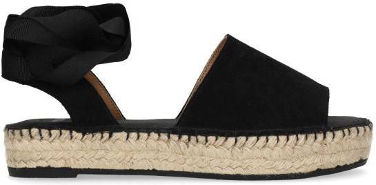 Manfield Zwarte suède sandalen met lint