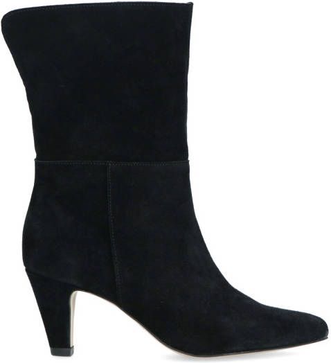 Manfield Zwarte suède korte laarzen