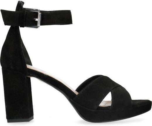 Manfield Zwarte suède sandalen met hak