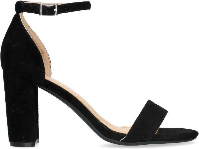 Manfield Zwarte suède sandalen met hak
