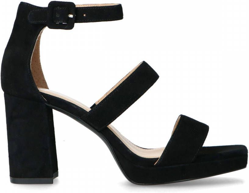 Manfield Zwarte suède sandalen met hak