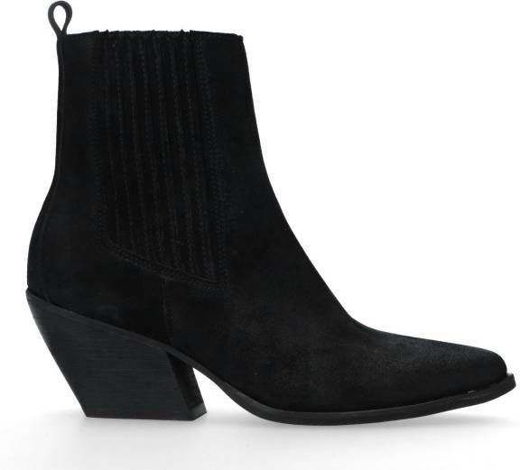 Manfield Zwarte suède western boots