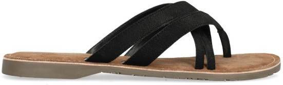 Manfield Zwarte teenslippers met bandjes