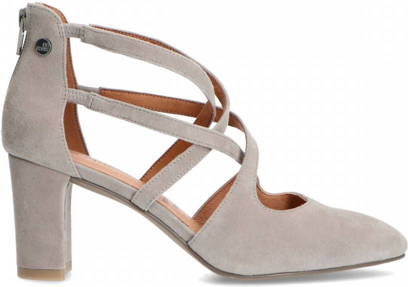 No stress Grijze suède pumps met ritssluiting
