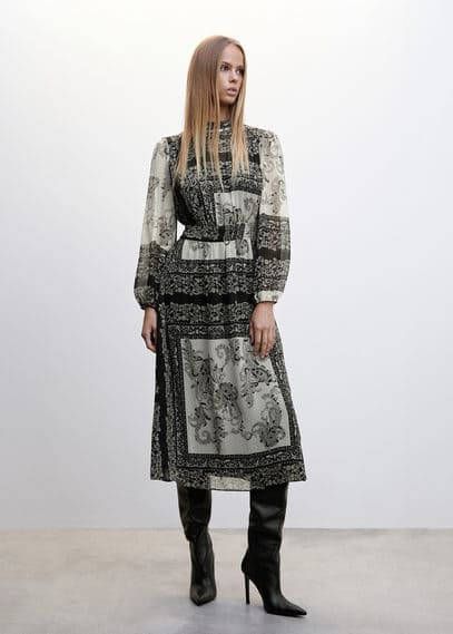 Mango Bedrukte midi jurk