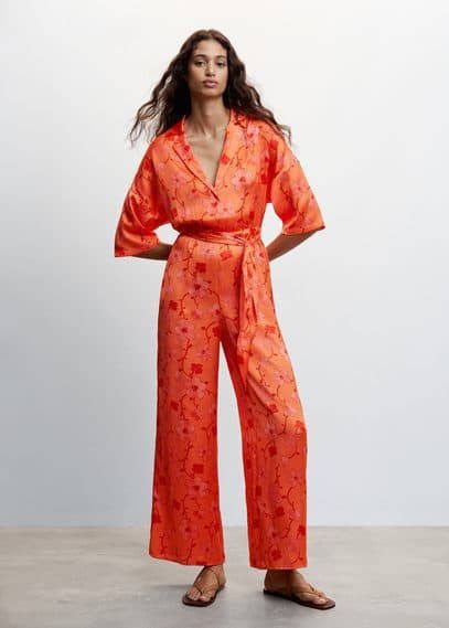 Mango Bedrukte satijnen jumpsuit