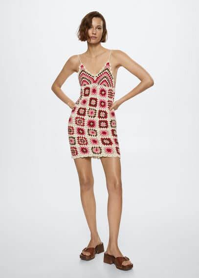 Mango Dong mini jurk van crochet met stretch