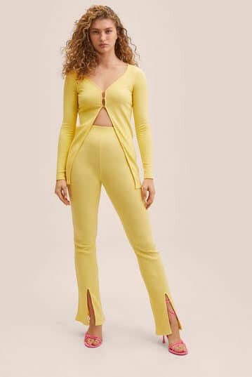 Mango Miri ribgebreid vest met stretch