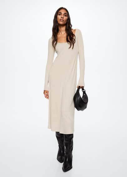 Mango Geribde midi jurk