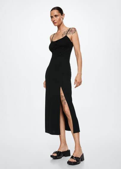 Mango Gesmokte jurk met uitsnijding