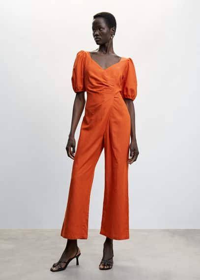 Mango Jumpsuit met pofmouwen