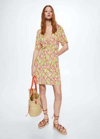 Mango Salito mini jurk met V hals en bloemenprint