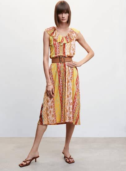 Mango Jurk met print en ruche