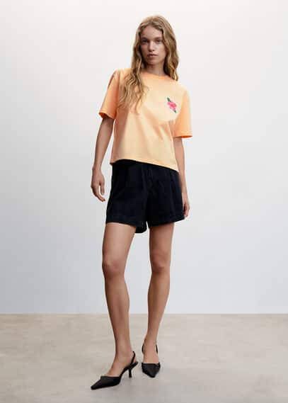 Mango Katoenen T shirt met borduursel
