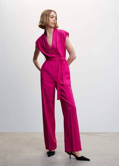 Mango Lange jumpsuit met strik