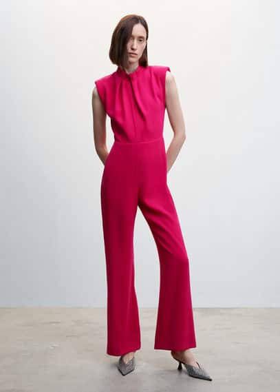 Mango Lange jumpsuit met schoudervullingen