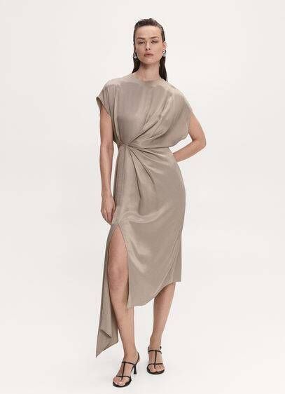 Mango Satijnen jurk met split