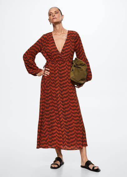 Mango Paris maxi tuniekjurk met V hals en print