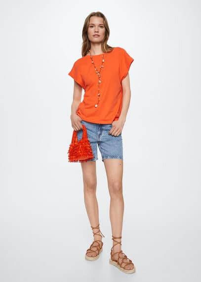 Mango T shirt met rugdecolleté