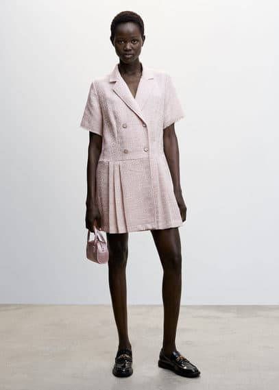 Mango Tweed jurk met knopen