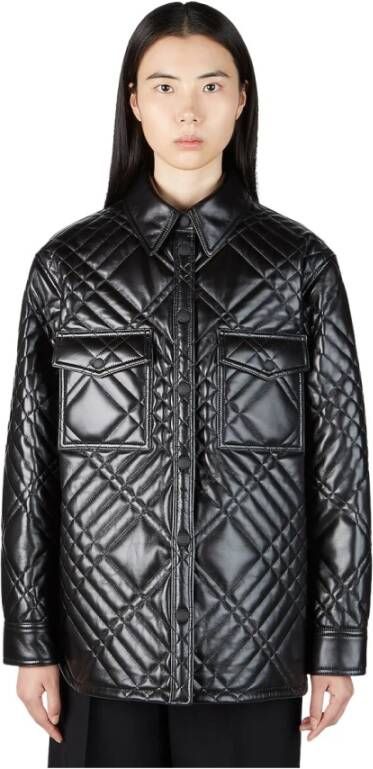 Burberry Leren en Suède Jassen Zwart Dames