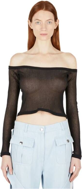 Burberry Pure geribbelde top , Zwart, Dames