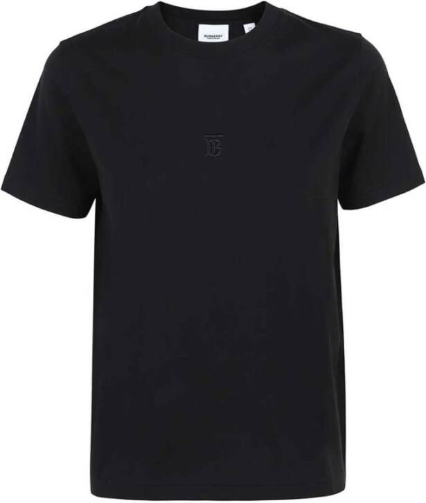 Burberry Geborduurd logo t shirt , Zwart, Dames