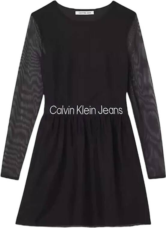 Calvin klein Mesh Logo Elastic Dr J20J220350Beh Jeans, Zwart, Dames