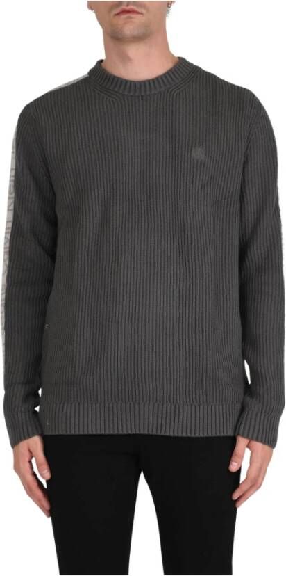 Calvin klein Ronde hals gekweek Jeans, Grijs, Heren