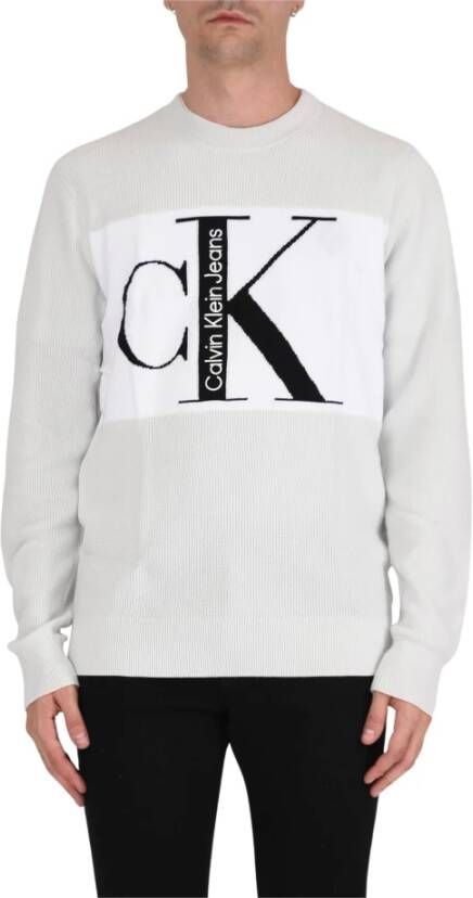 Calvin klein Ronde hals gekweek Jeans, Grijs, Heren