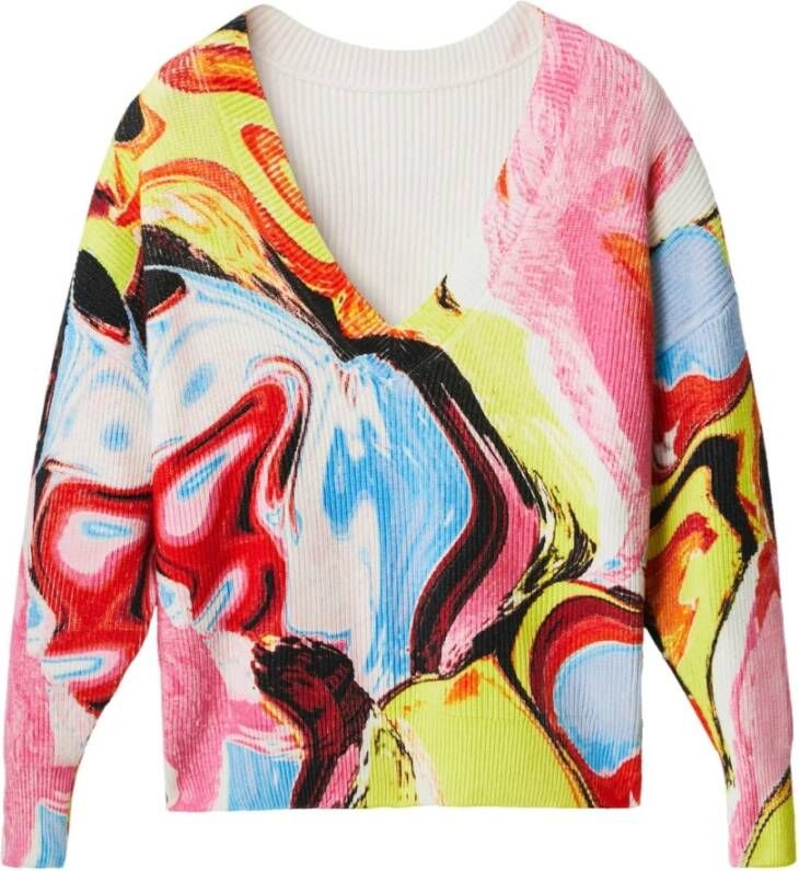Desigual Veelkleurige trui , Roze, Dames