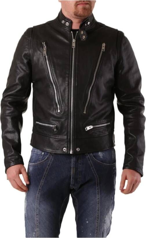 Diesel Leren Jassen Zwart Heren