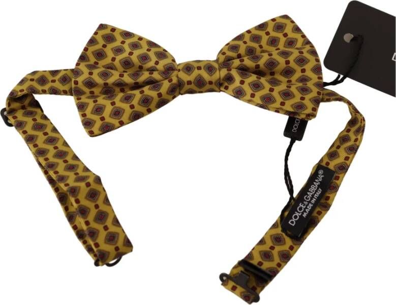 Dolce & Gabbana Patroon zijden verstelbare nek papillon vlinderdas , Geel, Heren