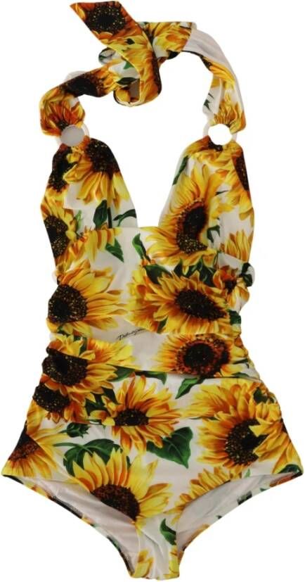Dolce & Gabbana Zonnebloem halter één stuk badkleding bikini , Geel, Dames