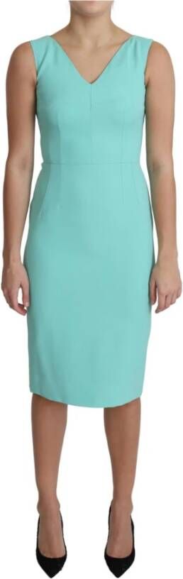 Dolce & Gabbana Light Blue Viscose Stretch Shift Midi Dress , Blauw, Dames
