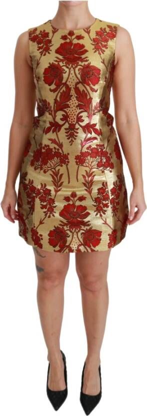 Dolce & Gabbana Lurex Jacquard Midi Slim jurk , Geel, Dames