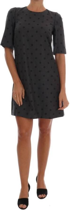 Gray Polka Dotted Wool Stretch Dress Dolce & Gabbana Pre owned, Grijs, Dames