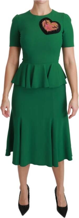 Dolce & Gabbana Hart patch zeemeermin midi jurk , Groen, Dames