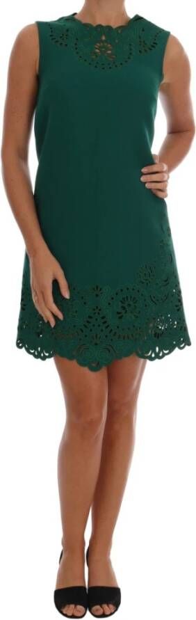 Dolce & Gabbana Bloemen Knipsel Silk wollen jurk , Groen, Dames